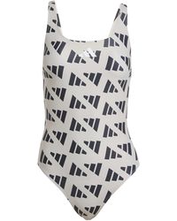 adidas - Logo Graphic V-Back Swimsuit - Lyst