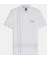 BOSS - Active Quick Dry Polo Shirt With Check Artwork - Lyst