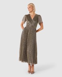 Forever New - Devyn Flutter Sleeve Plisse Midi Dress - Lyst