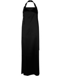 Off-White c/o Virgil Abloh - Belted Satin Halter Neck Evening Maxi Dress - Lyst