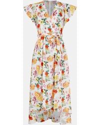 AX Paris - Floral Print Short Sleeve Belted Wrap Midi Dress - Lyst