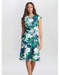 Gina Bacconi - Gracey Floral Cap-Sleeve Dress - Lyst