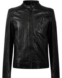 Belstaff - V Racer Water-Repellent Leather Long Sleeve Slim Fit Leather Jacket - Lyst