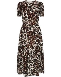 AX Paris - Leopard Print Puff Sleeve Smock Midi Dress - Lyst