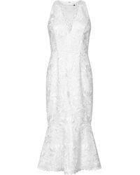 Adrianna Papell Guipure Midi Flounce Dress - White