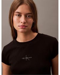 Calvin Klein - Ckj Mono Baby T Crop Top - Lyst