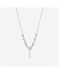 Jon Richard - Rhodium Crystal Freshweater Pearl Y-Drop Necklace - Lyst