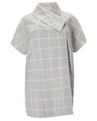 Studio 8 Plus Size Lynn Check Cape Coat - Grey