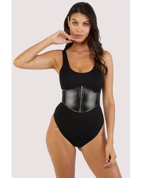 Wolf & Whistle - Melody Jersey Body With Pu Panel - Lyst