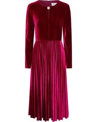 Gina Bacconi - Tillie Pleated Velvet Dress - Lyst