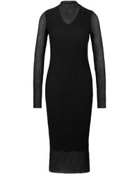 BOSS - Eviba Mesh Long Sleeve Funnel Neck Bodycon Dress - Lyst