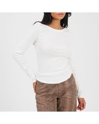 Brave Soul - Long Sleeve Boat Neck Top With Wide Binding Detail - Lyst