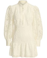 Bardot - Remy Lace Long Sleeve Mandarin Collar Mini Dress - Lyst
