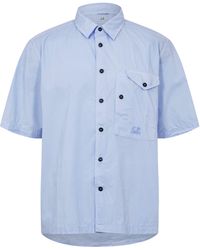 C.P. Company - Short Sleeve Embroidered Logo Shirt - Lyst