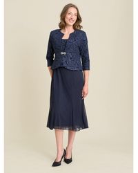 Gina Bacconi - Sheryl Textured Jacket And Chiffon Dress - Lyst