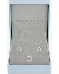 Simply Silver - 925 Sterling Plated Open Circle Set - Lyst