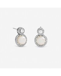 Jon Richard - Rhodium Plated Pave And Fresh Water Halo Earrings - Lyst