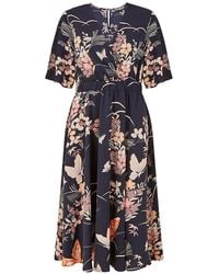 Yumi' - Butterfly Print Midi Wrap Dress - Lyst