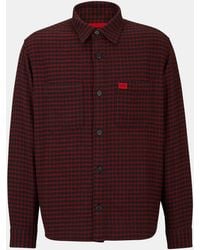 HUGO - Oversized Checked Flannel Cotton Long Sleeve Overshirt - Lyst