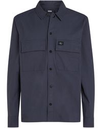 Calvin Klein - Cargo Cotton Long Sleeve Relaxed Fit Overshirt - Lyst