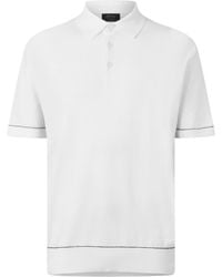 Brioni - Texture Short-Sleeve Cotton Polo Shirt - Lyst