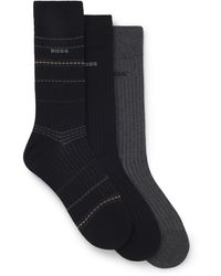 BOSS - 3 Pack Rib Stripe Socks - Lyst