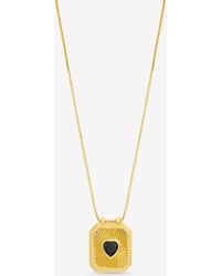 Inicio - 14K Plated Jet & Heart Charm Necklace - Lyst
