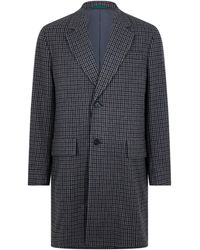 Lacoste - Lapel Check Pattern Long Sleeve Knee Length Trench Coat - Lyst