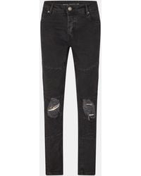 Brave Soul - Wash Biker Jeans With Stitch Detail - Lyst