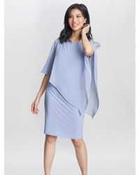 Gina Bacconi - Zenna Beaded Shoulder Chiffon Shift Dress - Lyst