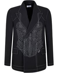 Off-White c/o Virgil Abloh - Body Stitch Double-Breasted Contrast Stitching Long Sleeve Blazer - Lyst