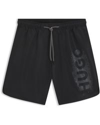 HUGO - Swim Shorts With Logo Spray Detail - Lyst