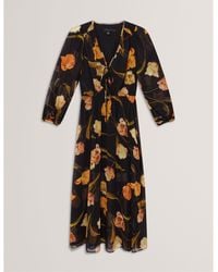Ted Baker - Plain Midi Tea Dress - Lyst