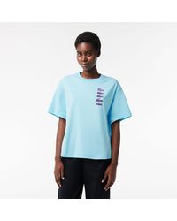 Lacoste - Oversized Iconic Croc Print Cotton T-Shirt - Lyst