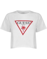 Guess - Logo Crop T Shirt - Lyst