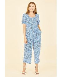 Yumi' - Floral Puff Sleeve Jumpsuit - Lyst