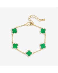 Jon Richard - Plated Cz Malachite Clover Bracelet - Lyst