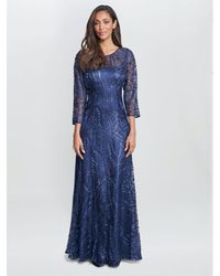 Gina Bacconi - Isabel Maxi Embroidered Fit And Flare Dress - Lyst