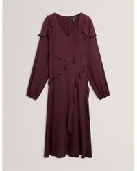 Ted Baker - Long-Sleeve Midi Tea Dress - Lyst