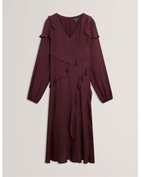 Ted Baker - Long-Sleeve Midi Tea Dress - Lyst