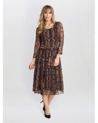 Gina Bacconi - Anya Snake Print Long Sleeve Mesh Dress - Lyst