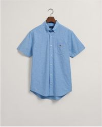 GANT - Cotton Linen Short Sleeve Shirt Day Blue 3230053 - Lyst