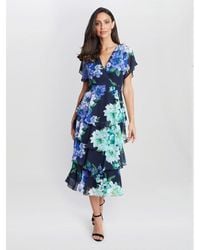 Gina Bacconi - Marie Midi Printed Tiered Dress - Lyst