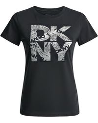 DKNY - Newsprint Stacked Logo Crew Neck Tee - Lyst