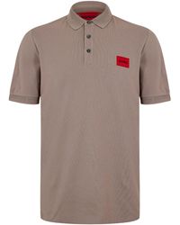 HUGO - Deruso Short Sleeve Polo Shirt With Logo Detail And Ribbed Collar - Lyst