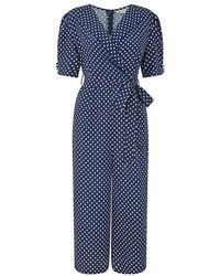 Yumi' - Spot Print Retro Culotte Jumpsuit - Lyst