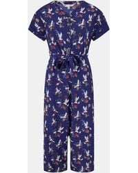 Yumi' - Crane Print Culotte Jumpsuit - Lyst