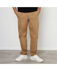 Threadbare - Cotton Straight Leg Pleated Chino Trousers With St - Lyst