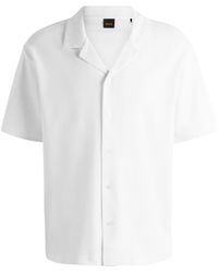 BOSS - Embroidered Waffle Bowling Shirt - Lyst