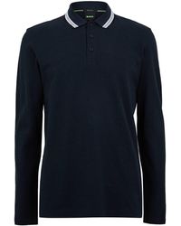 BOSS - Long-Sleeve Polo Top With Logo Detail (Plisy) - Lyst